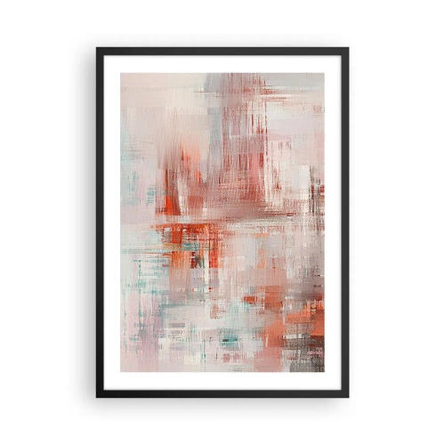 Poster in black frame - Abstract composition in shades of red and blue - 50x70cm - Foggy but Pink - Modern wall decoration for the living room and bedroom ARTTOR