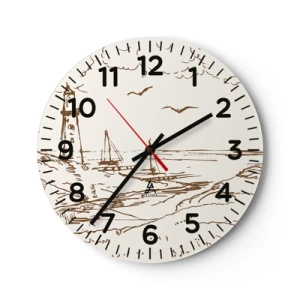 Wall clock - Clock on glass - Outline of a Summer Postcard - 40x40 cm