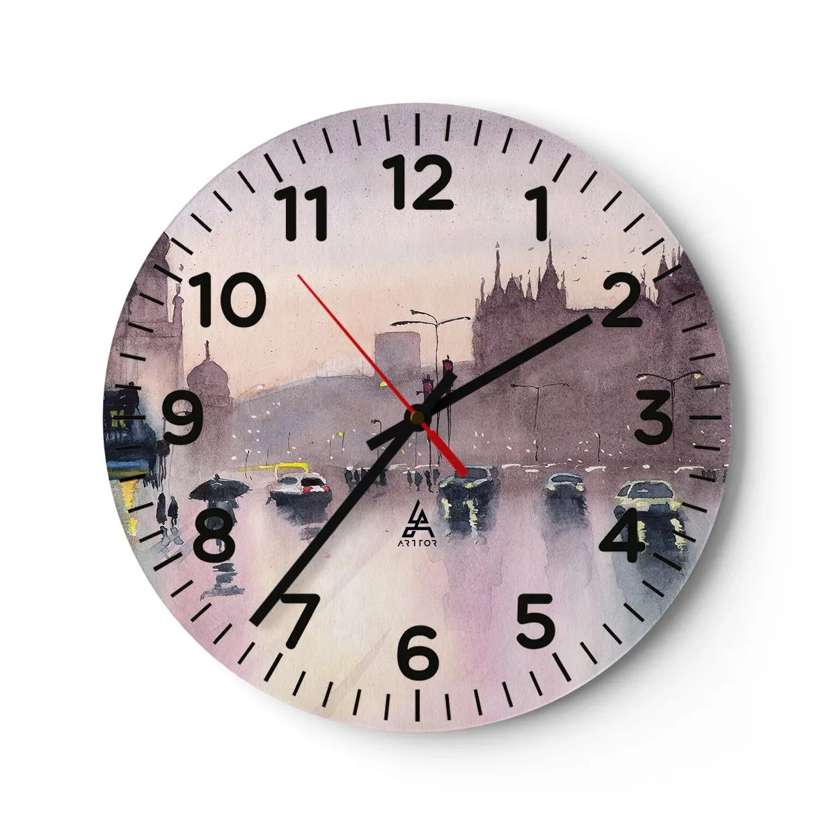 Wall clock - Clock on glass - In a Rainy Fog - 40x40 cm