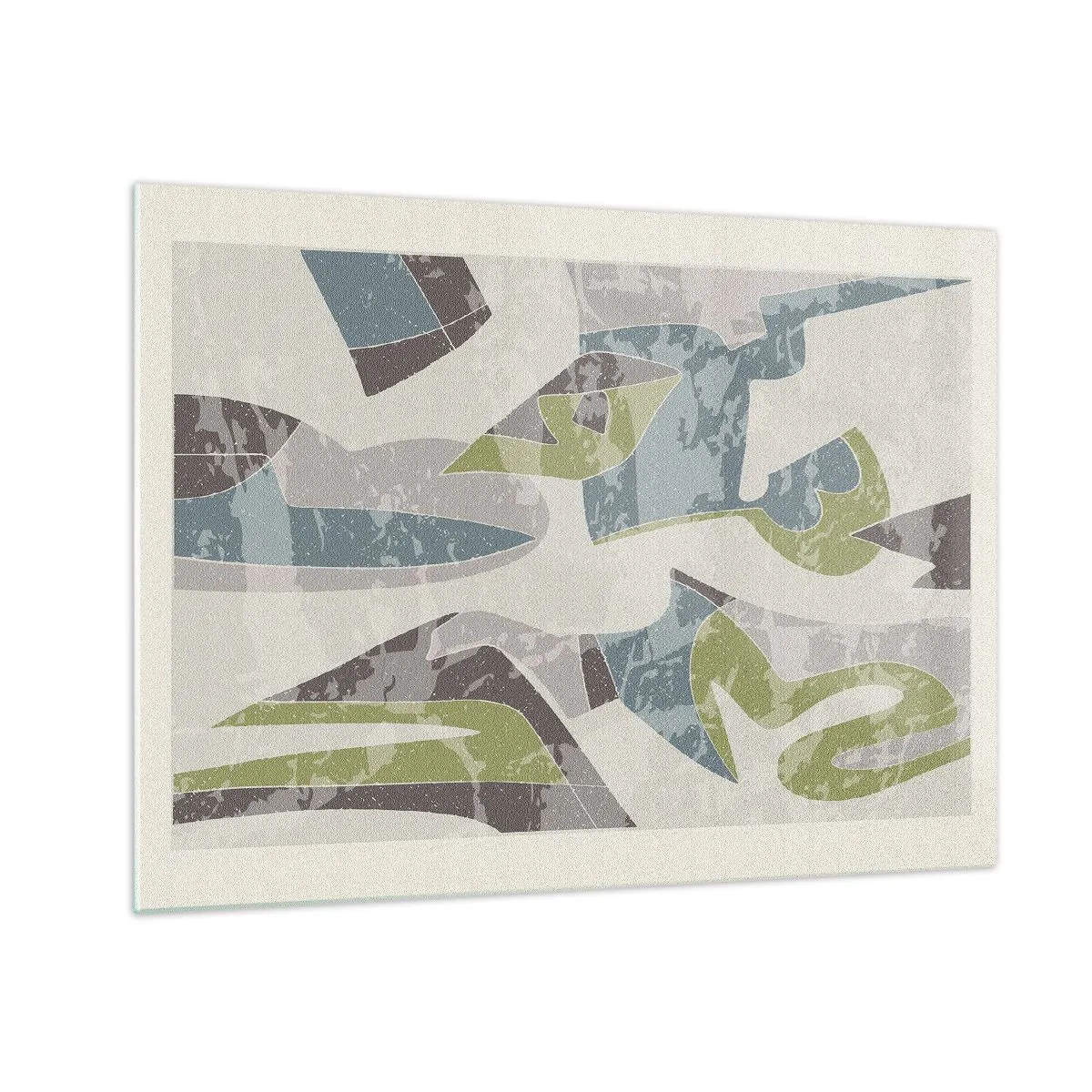 Glass picture - Geometric composition in green and gray - 70x50cm - Composition with Window Pane - Modern wall decoration for the living room and bedroom ARTTOR