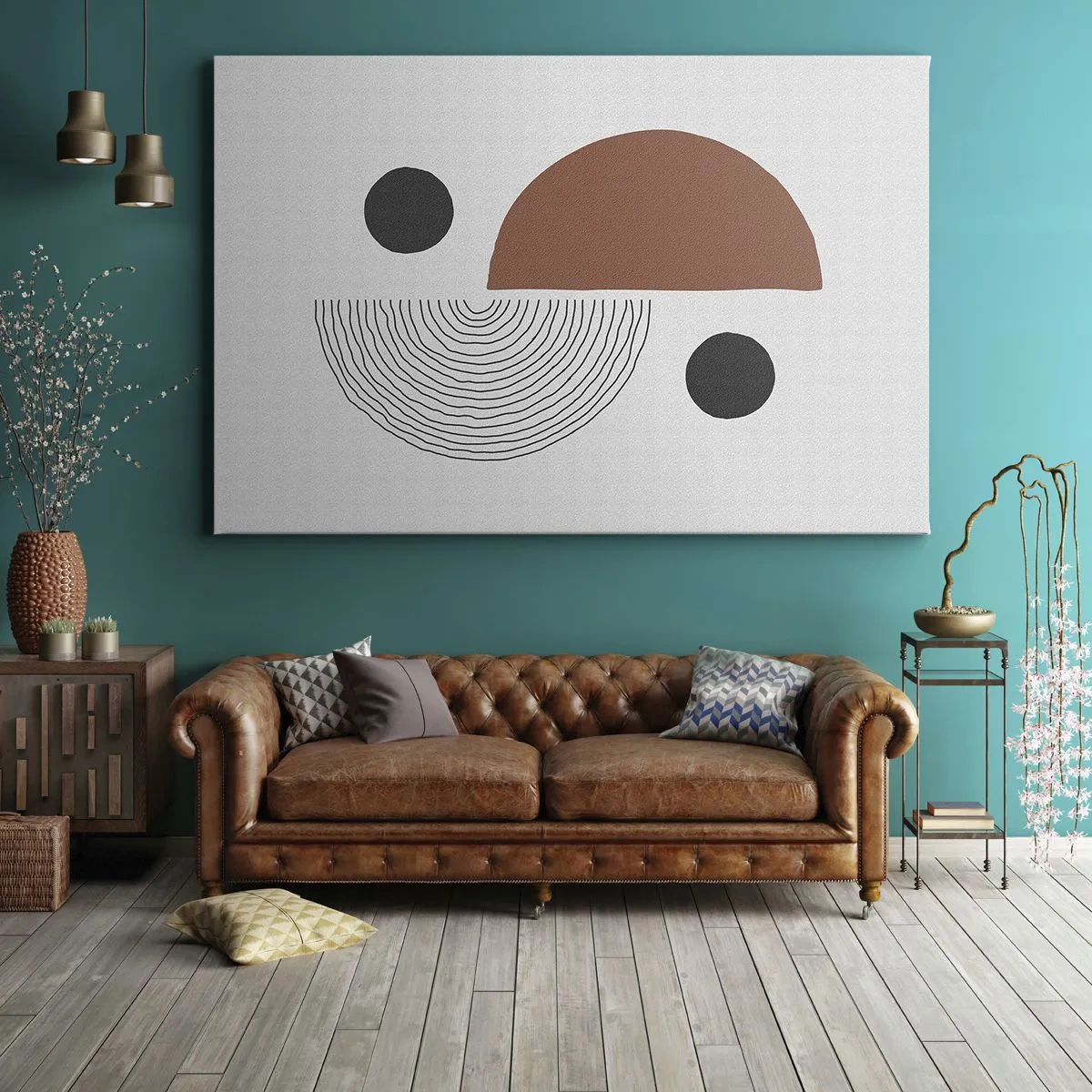 Canvas picture - Geometric shapes in shades of brown and black - 70x50cm - Perfection of a Wheel - Modern wall decoration for the living room and bedroom ARTTOR