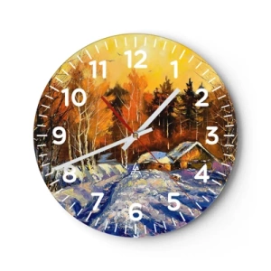 Wall clock - Clock on glass - Winter Impression in the Sun - 30x30 cm
