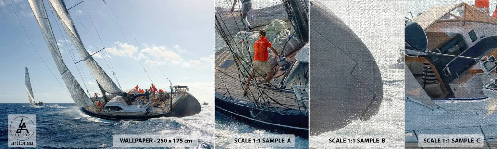 Photo Wallpaper Sample Premium Canvas - Let the Better Win - Sailing Yacht, Regatta, Sailing - 100x30 cm
