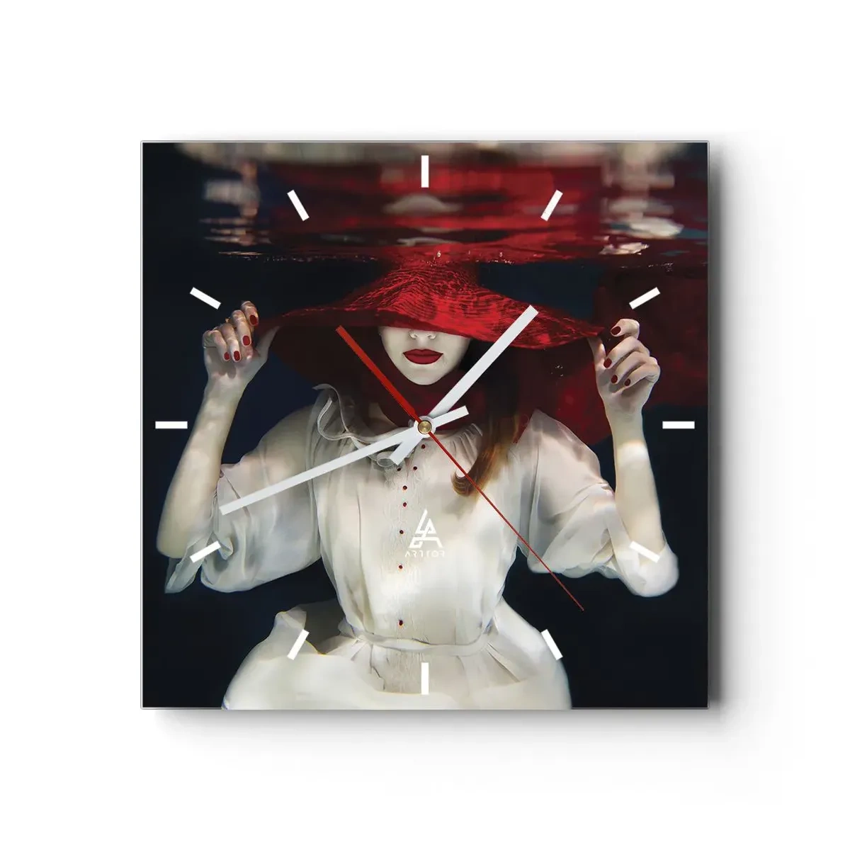 Wall clock - Clock on glass - Mysterious Woman - 40x40 cm