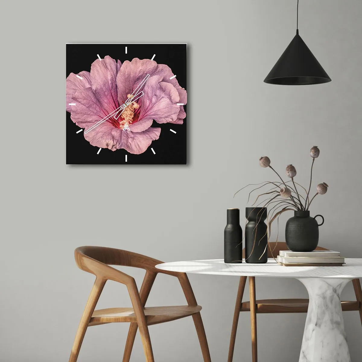 Wall clock - Clock on glass - Straight from the Heart - 40x40 cm