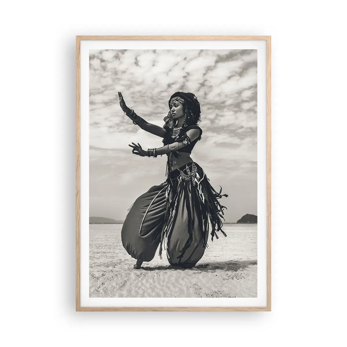 Poster in light oak frame - Dance of Southern Islands - 70x100 cm