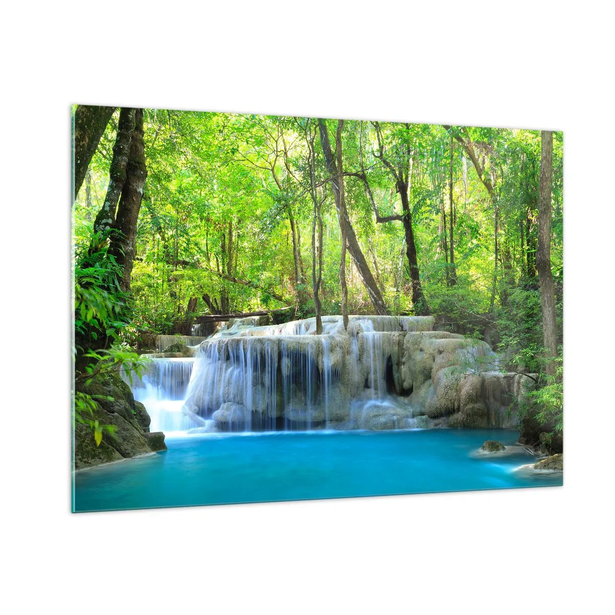 Glass picture - Drowning in Turquoise and Green - 100x70 cm