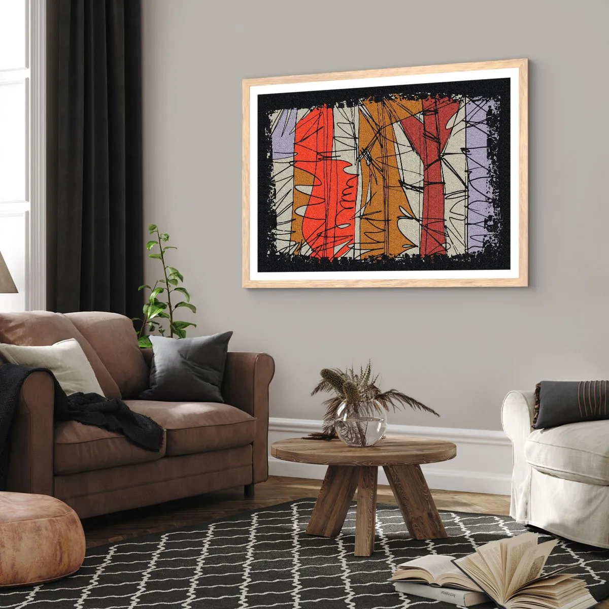 Poster in light oak frame - Spontaneous Composition - 70x50 cm
