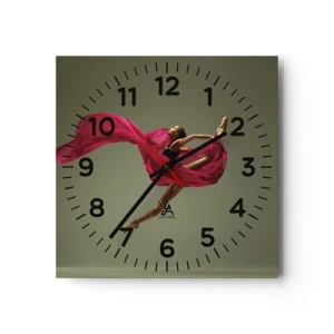 Wall clock - Clock on glass - Dancing Flame - 30x30 cm