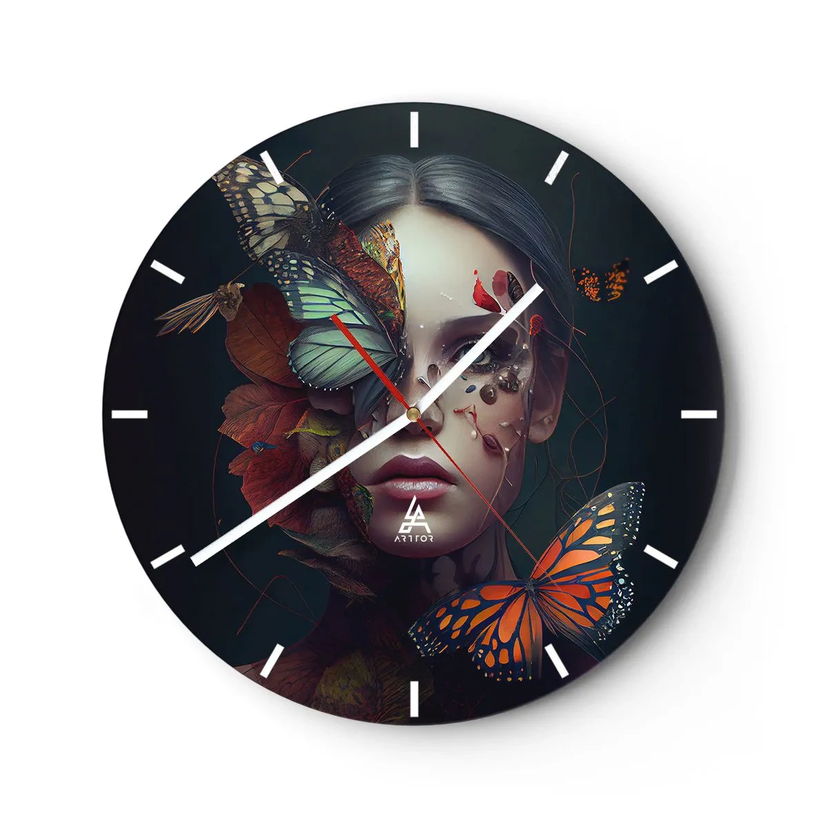 Wall clock - Clock on glass - Wonderful Metamorphosis - 40x40 cm