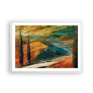 Poster in white frmae - Tuscan Landscape - 70x50 cm