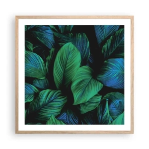 Poster in light oak frame - In a Green Crowd - 60x60 cm