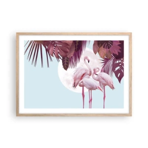 Poster in light oak frame - Three Bird Graces - 70x50 cm