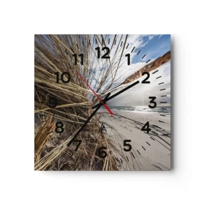 Wall clock - Clock on glass - Enounter of the Elements - 30x30 cm