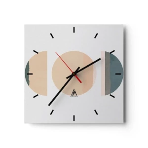 Wall clock - Clock on glass - Wheel after a Wheel - 30x30 cm