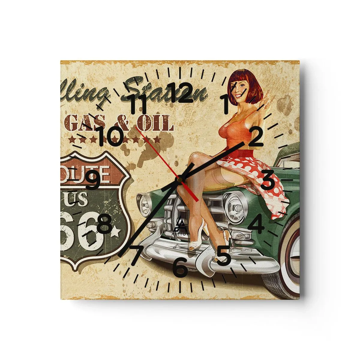 Wall clock - Clock on glass - Wonderful 40-ies - 40x40 cm