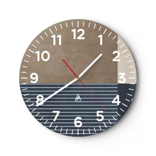 Wall clock - Clock on glass - Composition of Simplicity and Curvature - 40x40 cm