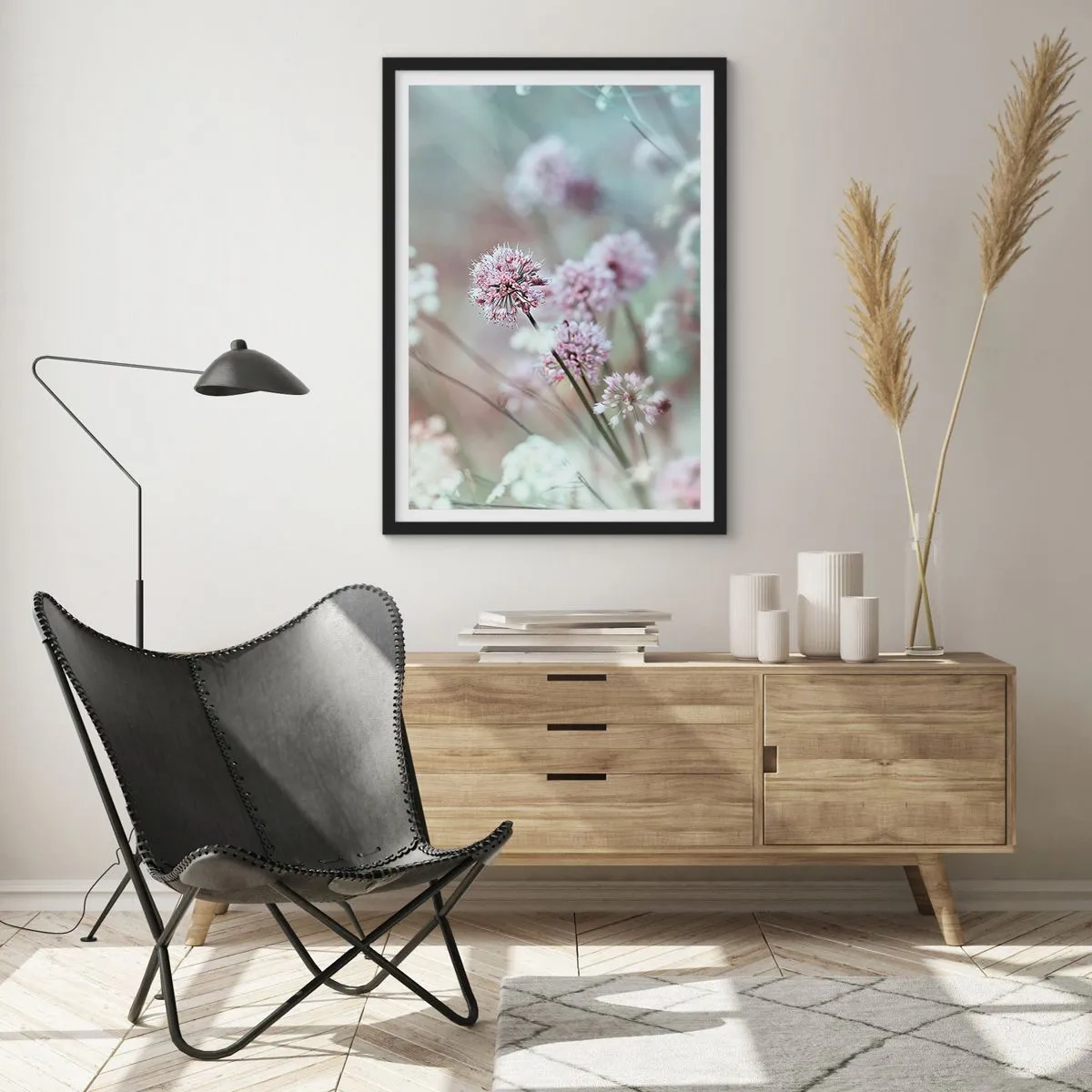 Poster in black frame - Sweet Filigrees of Herbs - 61x91 cm