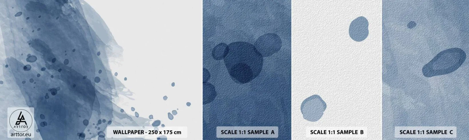 Photo Wallpaper Sample Self-Adhesive Deluxe Sticker - Blue Tulle - Abstraction, Piece, Painting - 100x30 cm