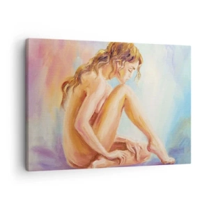 Canvas picture - A delicate figure of a woman on a pastel background - 70x50cm - Nude of Youth - Modern wall decoration for the living room and bedroom ARTTOR