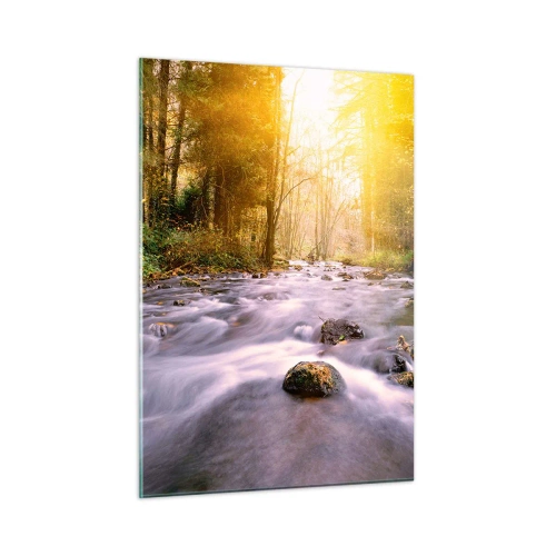 Glass picture - Malachite in Silver and Gold Setting - 50x70 cm