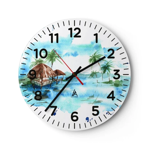 Wall clock - Clock on glass - Somewhere in the Pacific - 30x30 cm