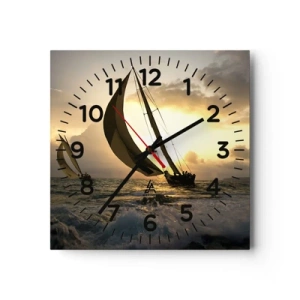 Wall clock - Clock on glass - With and against the Wind - 30x30 cm