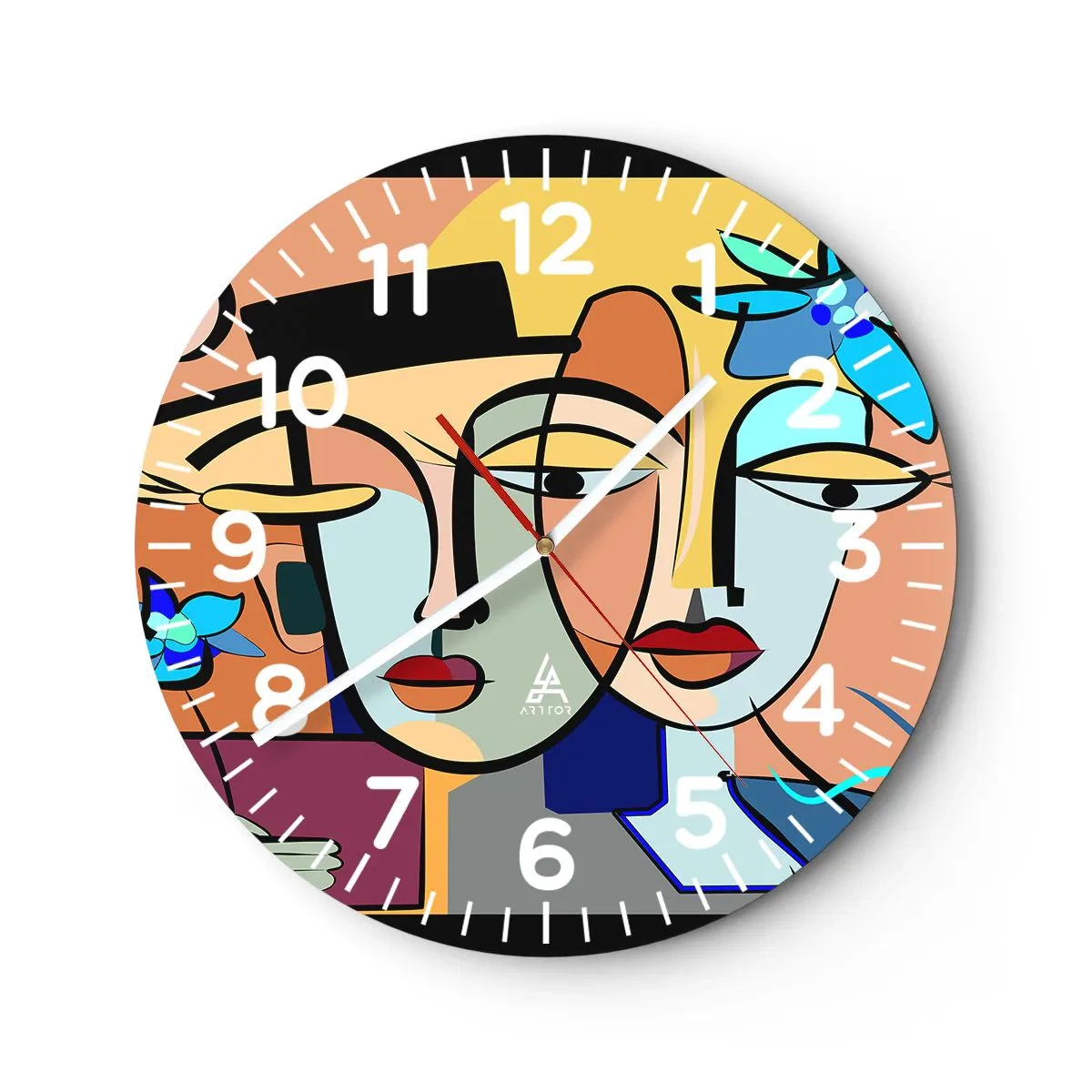 Wall clock - Clock on glass - Rendez-vous Picasso Style - 40x40 cm