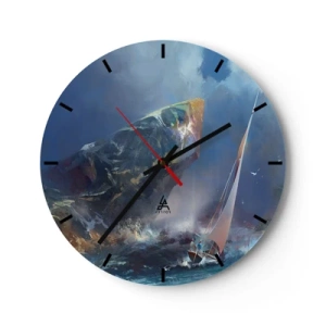 Wall clock - Clock on glass - Who Has the Courage, Wins - 40x40 cm