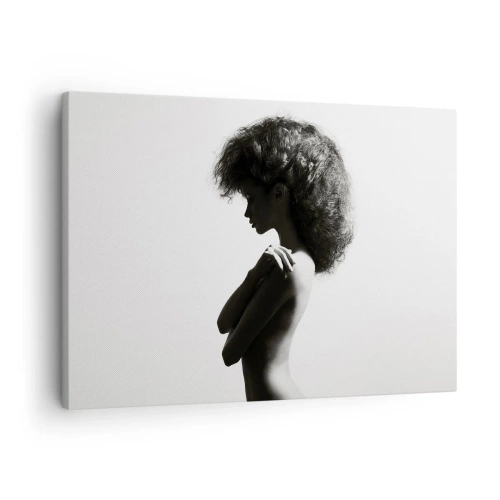 Canvas picture - subtle silhouette of a woman in black and white shades on a light background - 70x50cm - Like a Flower on a Thin Stem - Modern wall decoration for the living room and bedroom ARTTOR