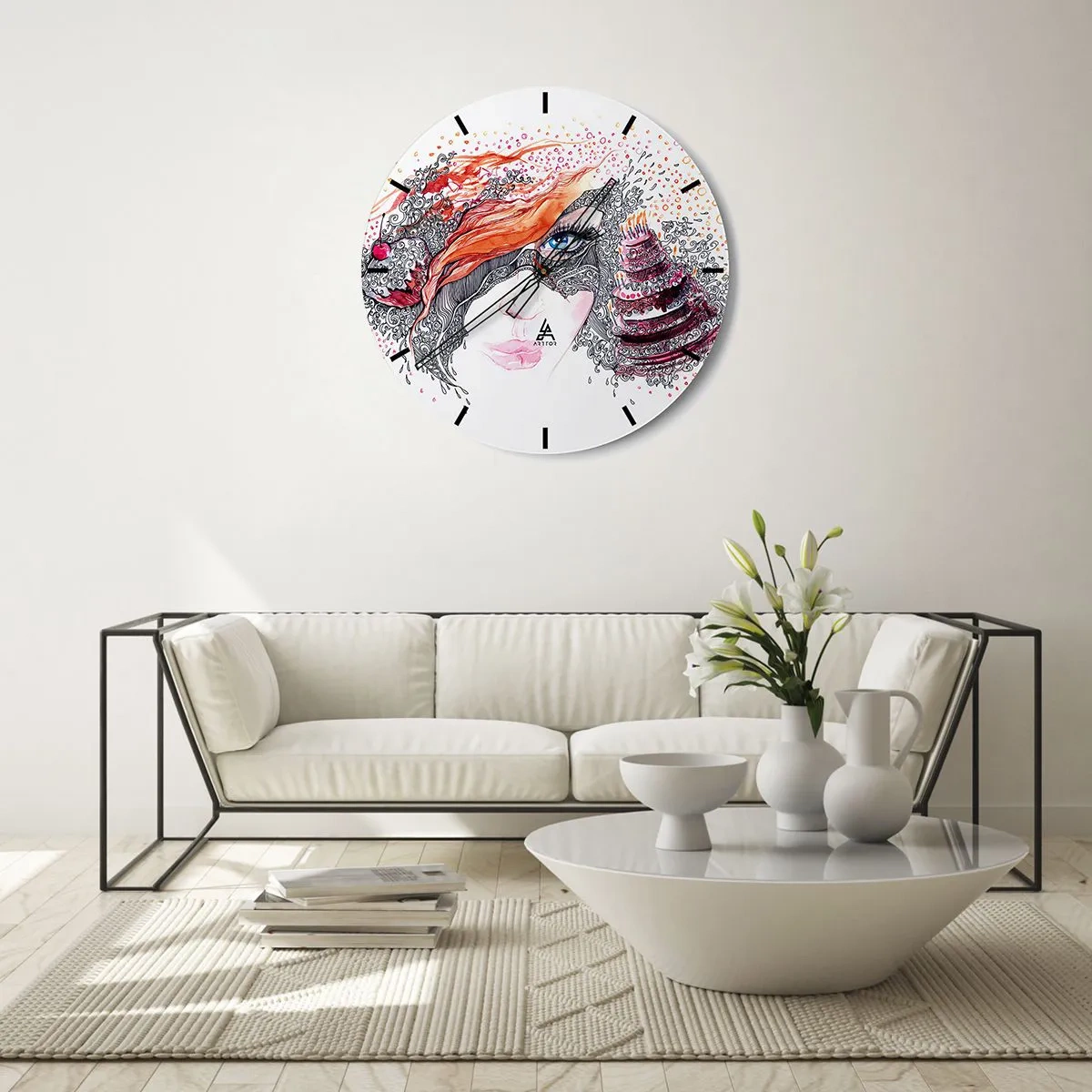 Wall clock - Clock on glass - With Her everyday Is Holiday - 40x40 cm