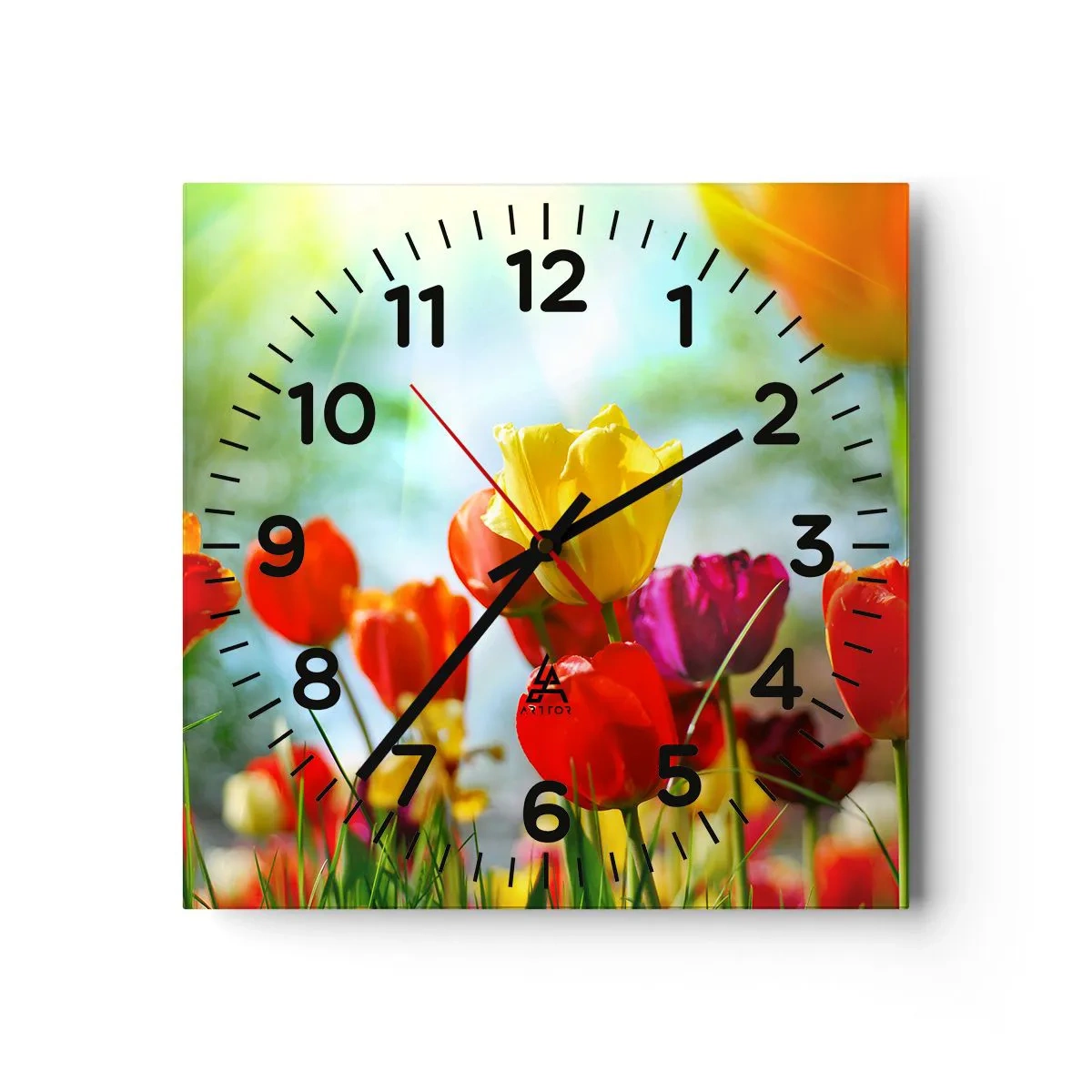 Wall clock - Clock on glass - All Colours of the Sun - 40x40 cm