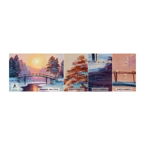 Photo Wallpaper Sample Premium Sand - Four Seasons - Winter - Landscape, River, Bridge - 100x30 cm