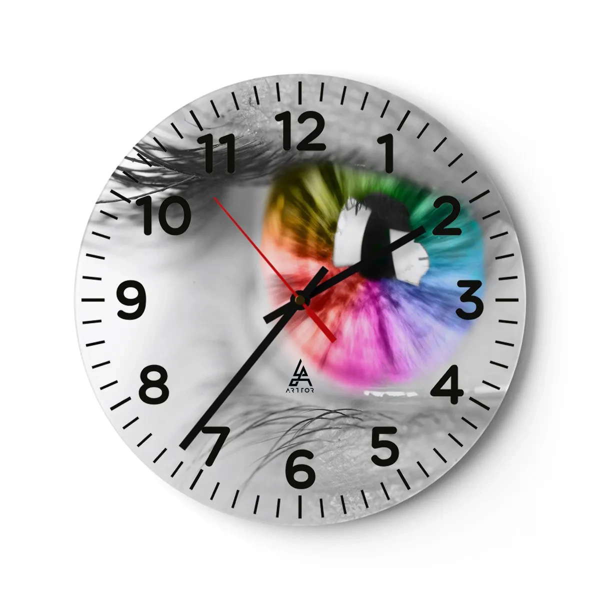 Wall clock - Clock on glass - See the World through Coloured Glasses - 30x30 cm