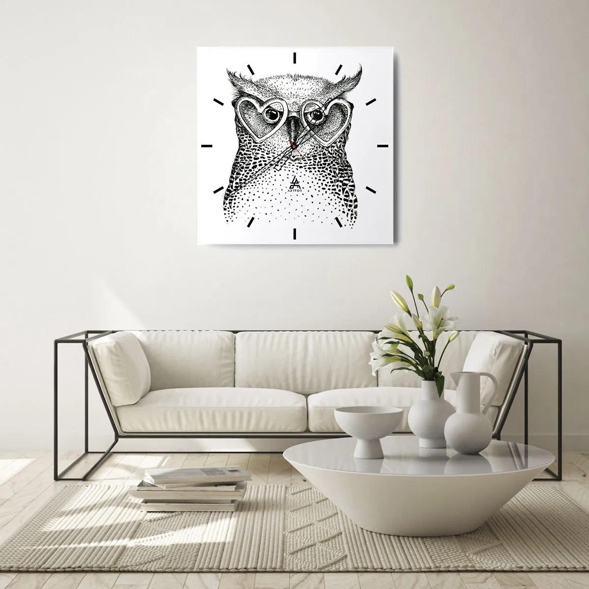 Wall clock - Clock on glass - Wise And With Love - 30x30 cm