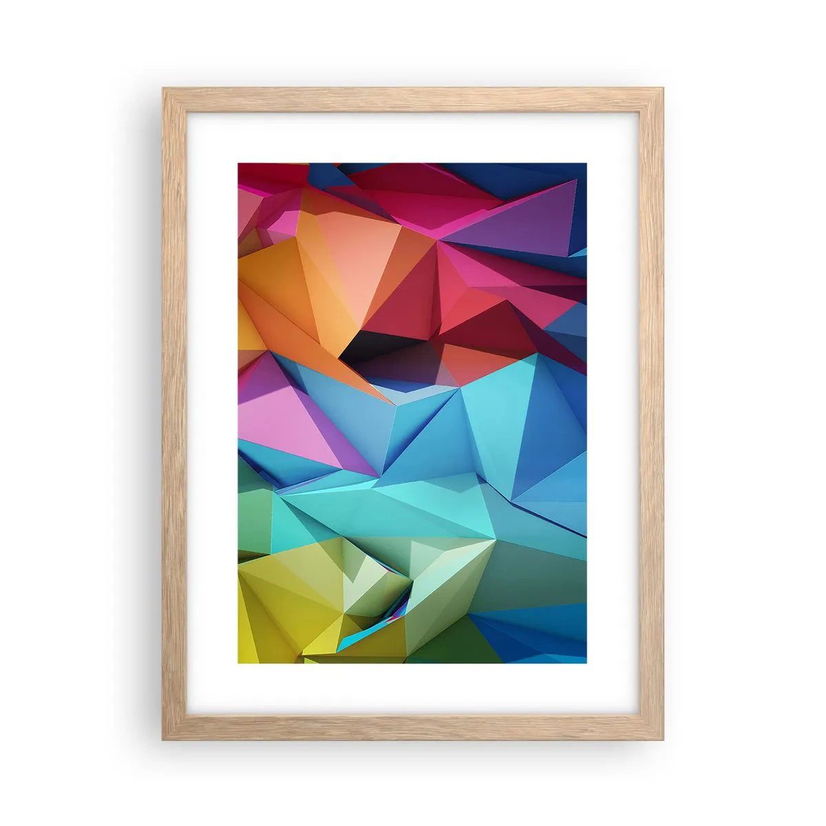 Poster in light oak frame - Rainbow Origami - 30x40 cm