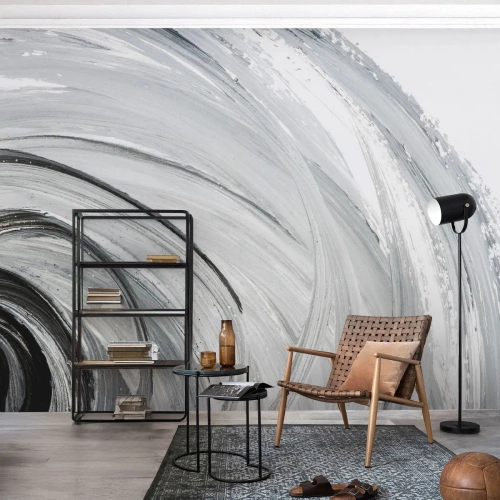 Photo Wallpaper Premium Sand - Orbital Composition - Minimalistic, Piece, Paint - 200x140 cm