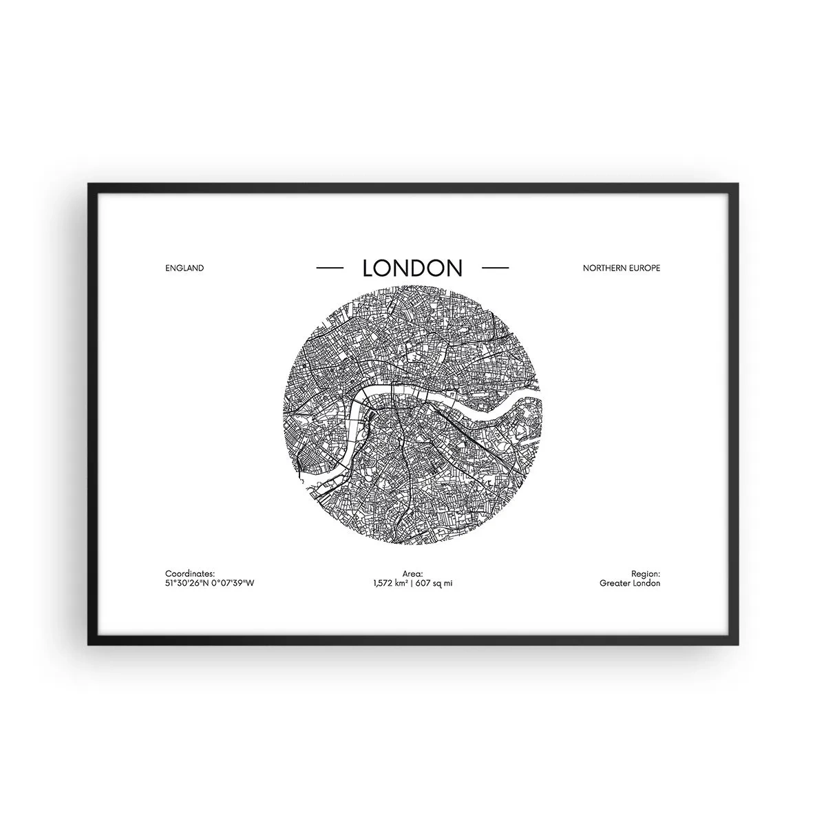 Poster in black frame - Anatomy of London - 100x70 cm