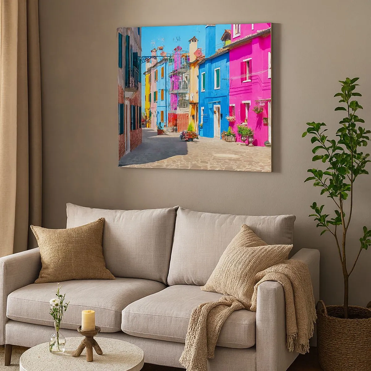 Canvas picture - Town Bursting with Colours - 30x30 cm