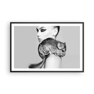 Poster in black frame - Lady with a Chinchilla - 91x61 cm