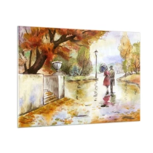 Glass picture - Romantic Autumn in a Park - 100x70 cm