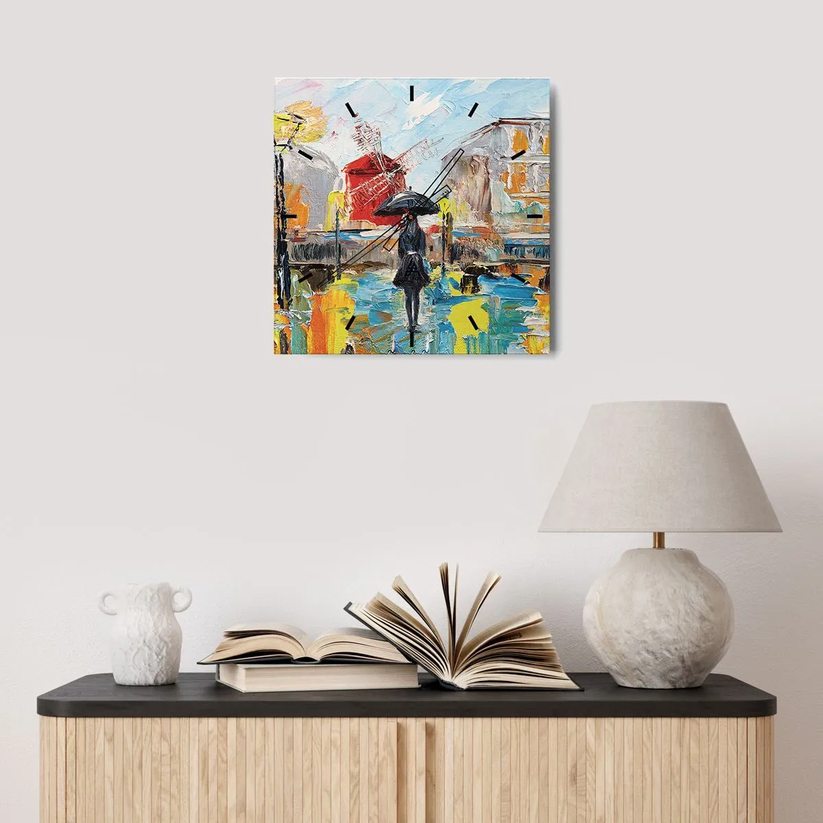 Wall clock - Clock on glass - Parisian Legends - 40x40 cm