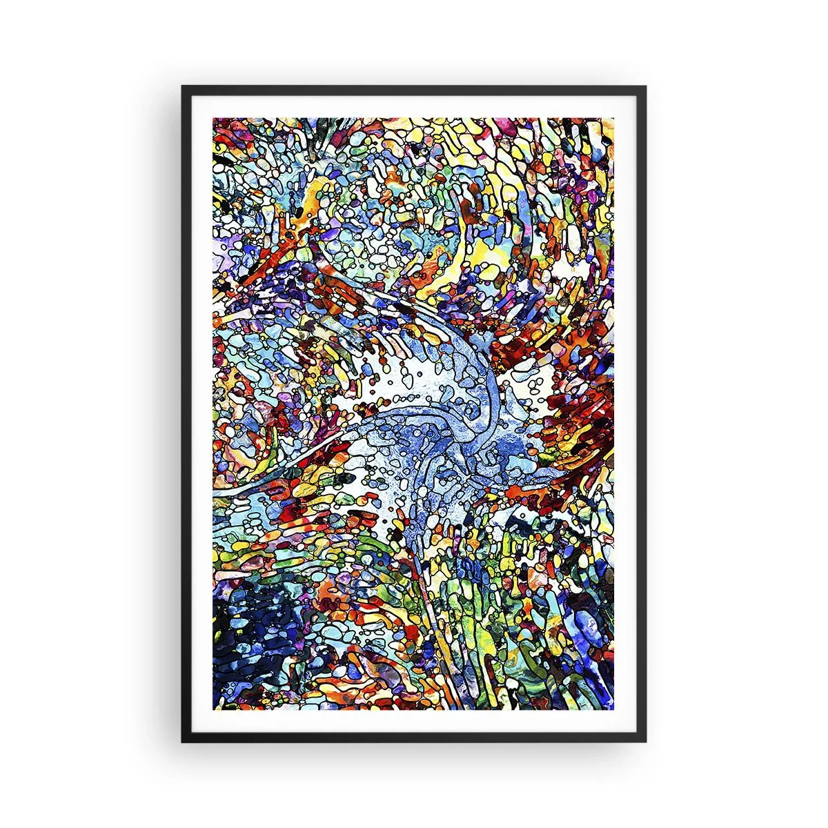 Poster in black frame - Stained Glass with Drops - 70x100 cm