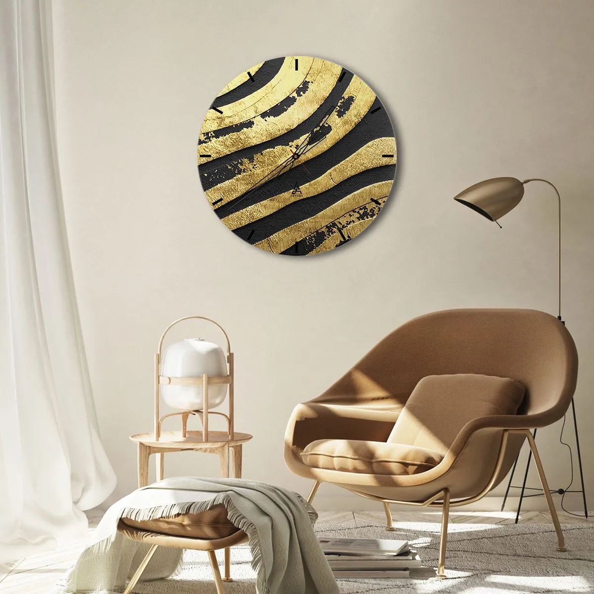 Wall clock - Clock on glass - Everything Flows - 40x40 cm