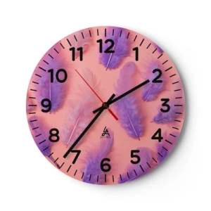 Wall clock - Clock on glass - Lilac Bird of Desire - 30x30 cm