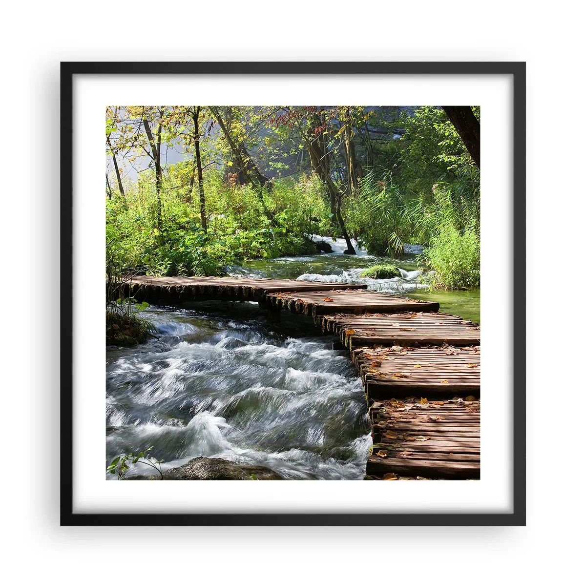 Poster in black frame - By the Foamy Cascade - 50x50 cm