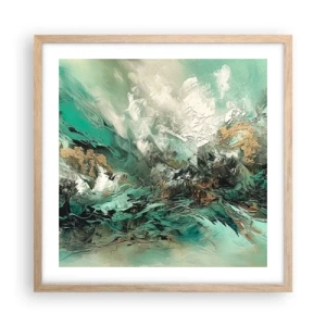 Poster in light oak frame - Emerald and Black Lump - 50x50 cm