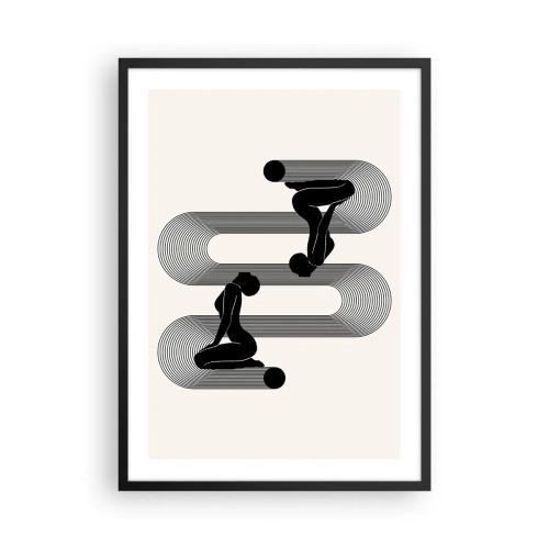 Poster in black frame - Minimalist graphics of female silhouettes with an optical illusion effect - 50x70cm - Sensual Symmetry - Modern wall decoration for the living room and bedroom ARTTOR