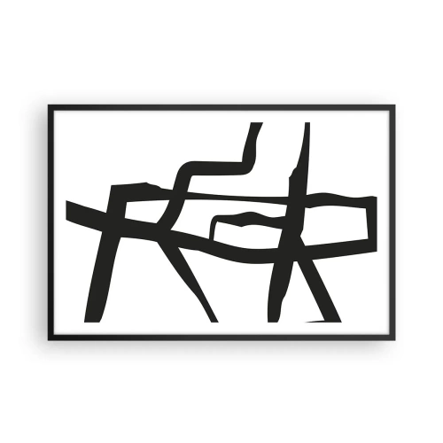 Poster in black frame - Black and White Construction - 91x61 cm