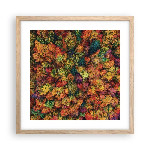 Poster in light oak frame - Bouquet of Autumn Flowers - 40x40 cm
